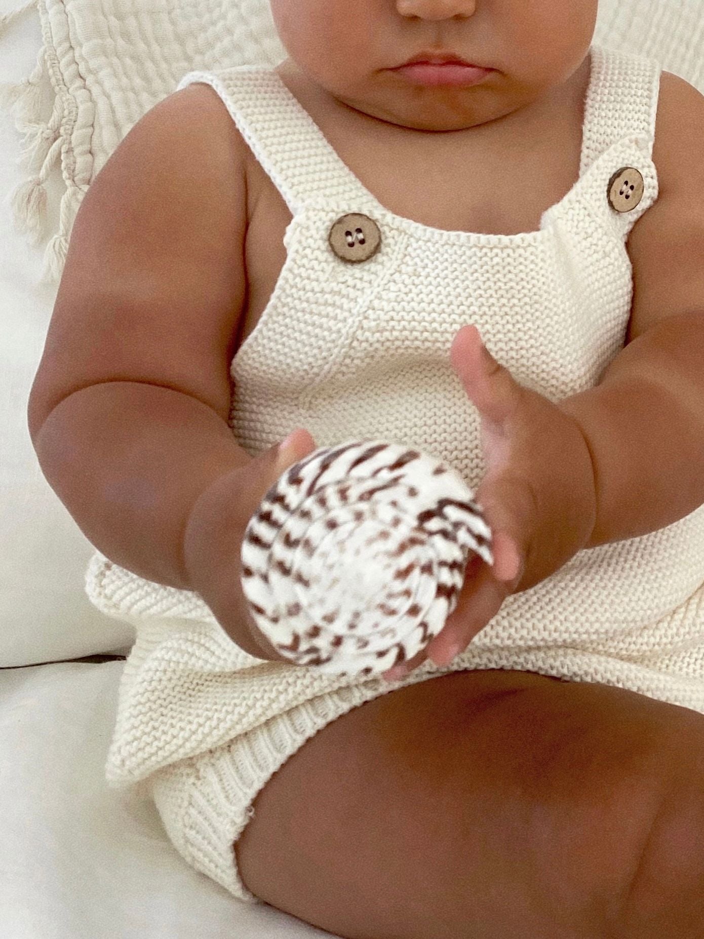 Organic Cotton Knit Romper - Natural