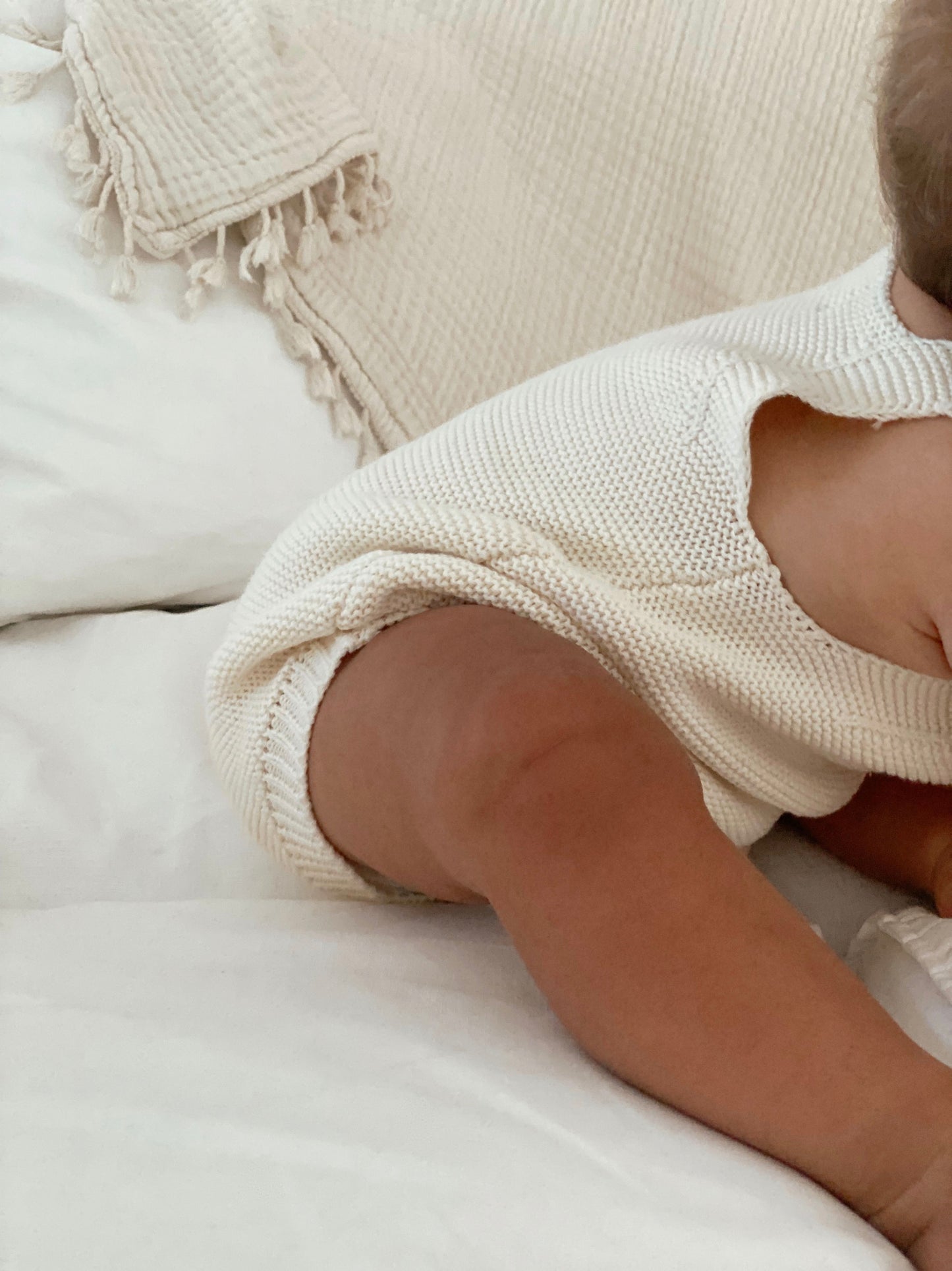 Organic Cotton Knit Romper - Natural