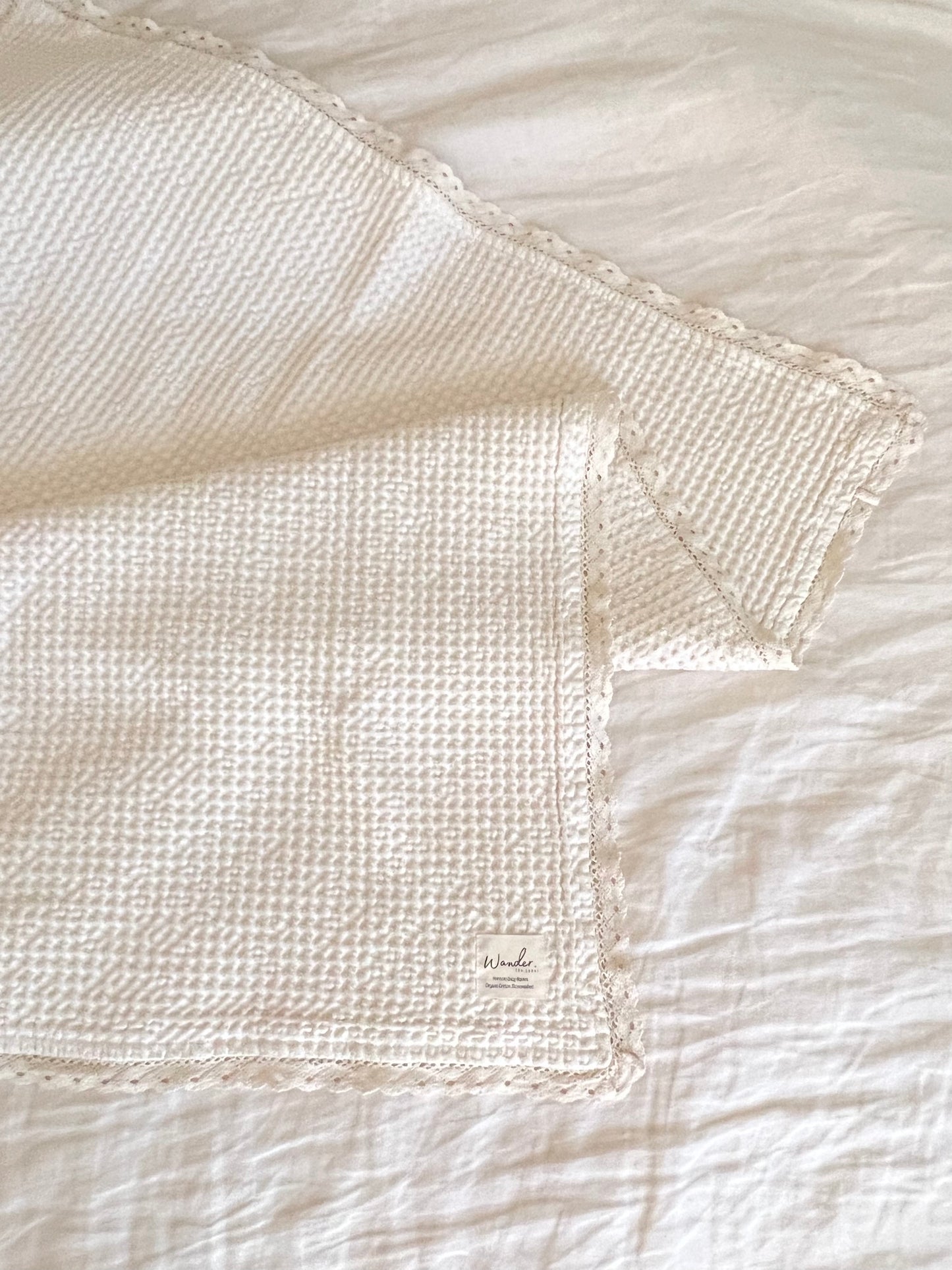 Slightly Imperfect ‘Memoir’ Organic Cotton Waffle Heirloom Swaddle Size Blanket