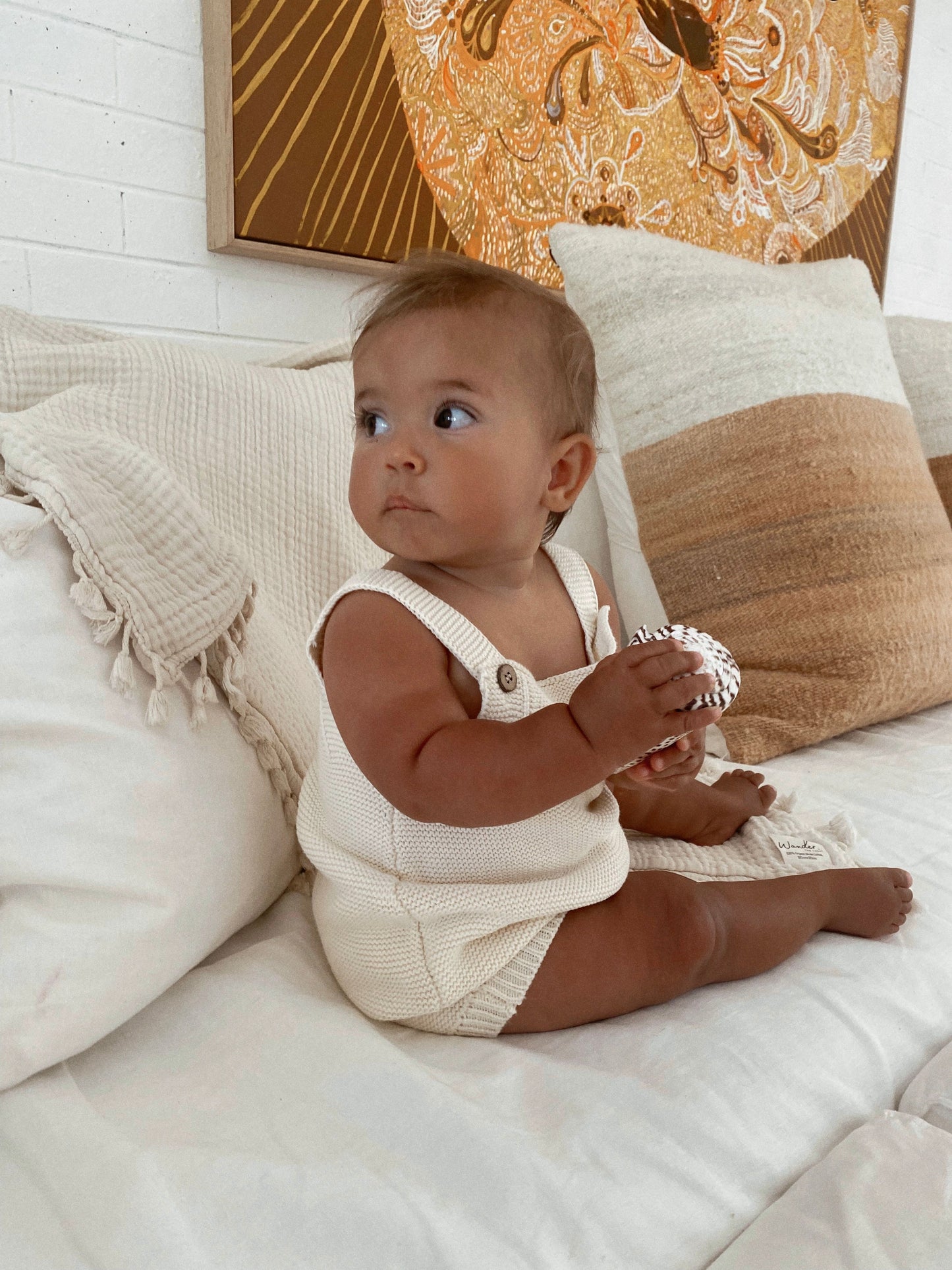 Organic Cotton Knit Romper - Natural