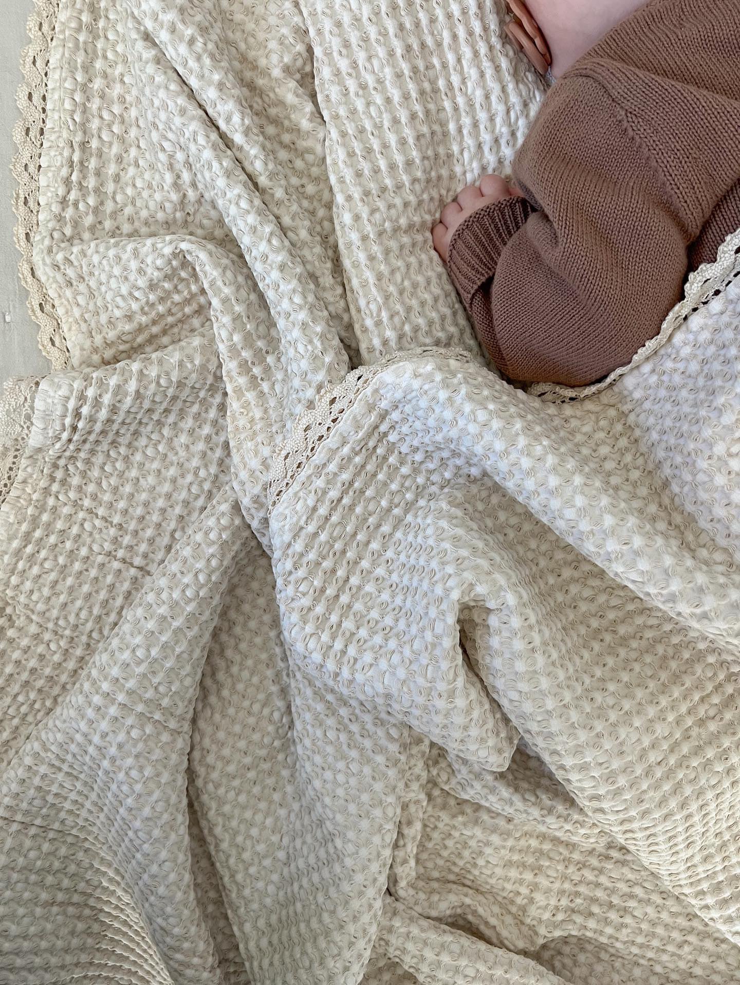 ‘Memoir’ Organic Cotton Waffle Heirloom Blanket