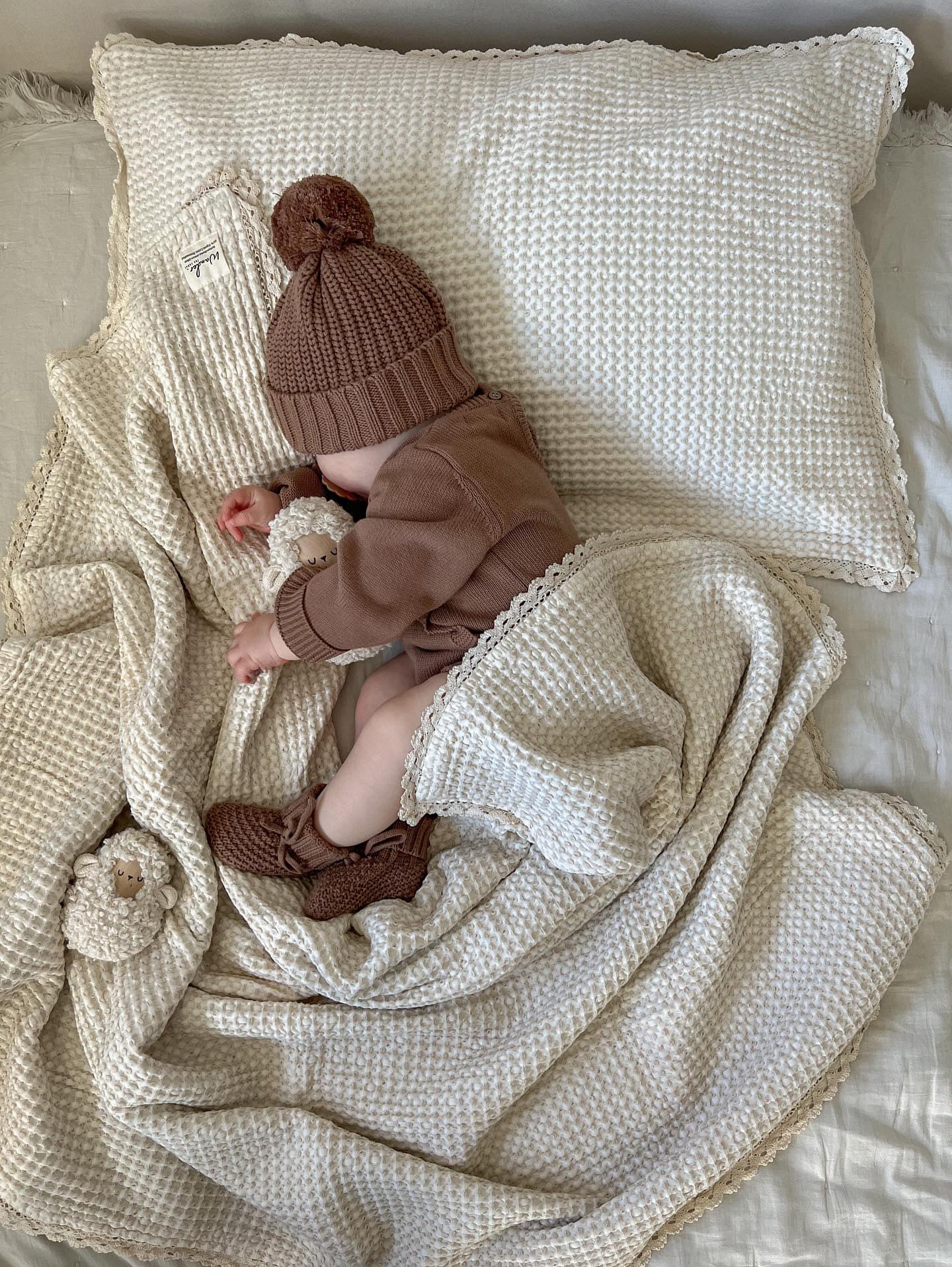 ‘Memoir’ Organic Cotton Waffle Heirloom Blanket