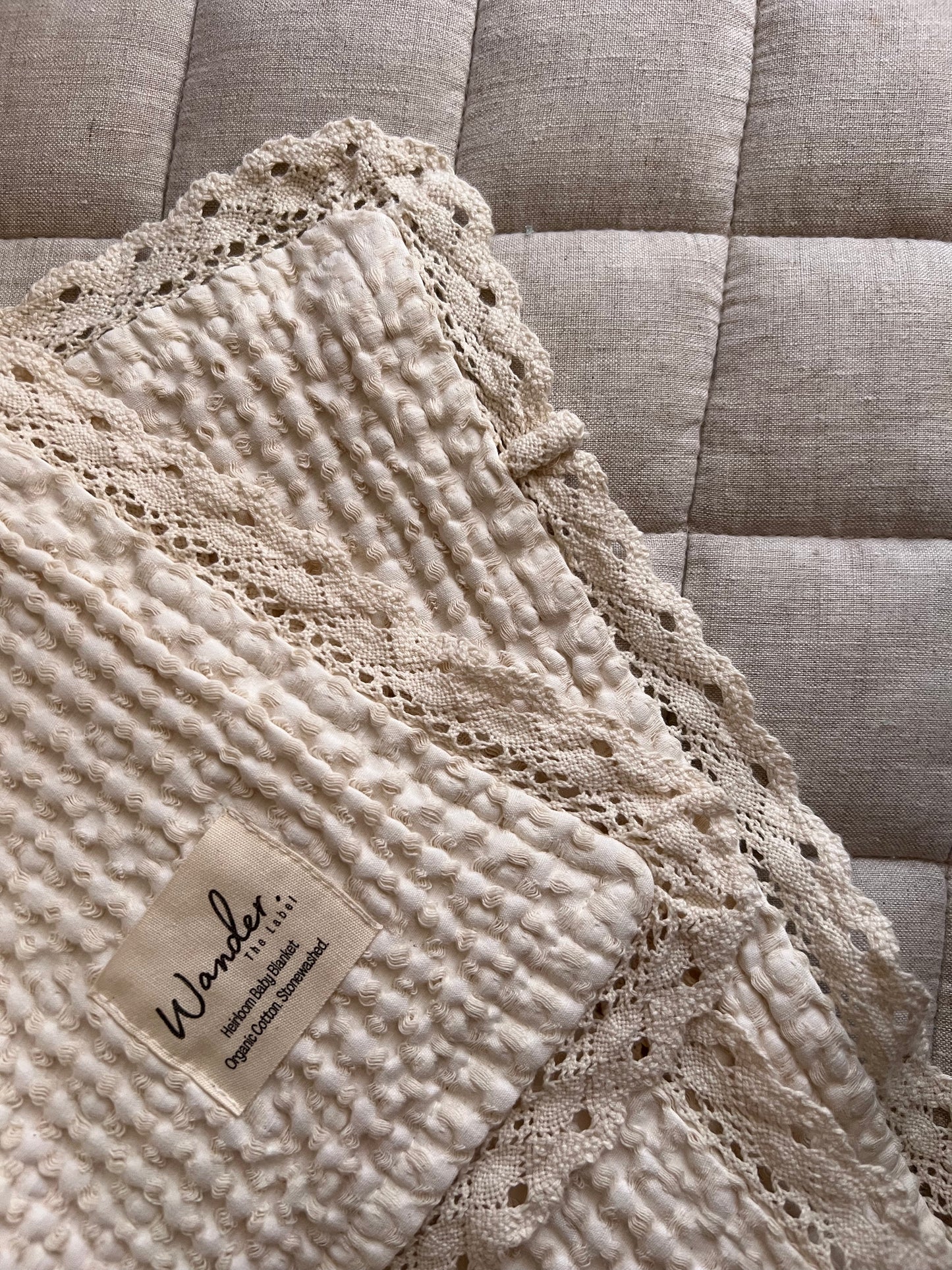 Slightly Imperfect ‘Memoir’ Organic Cotton Waffle Heirloom Swaddle Size Blanket