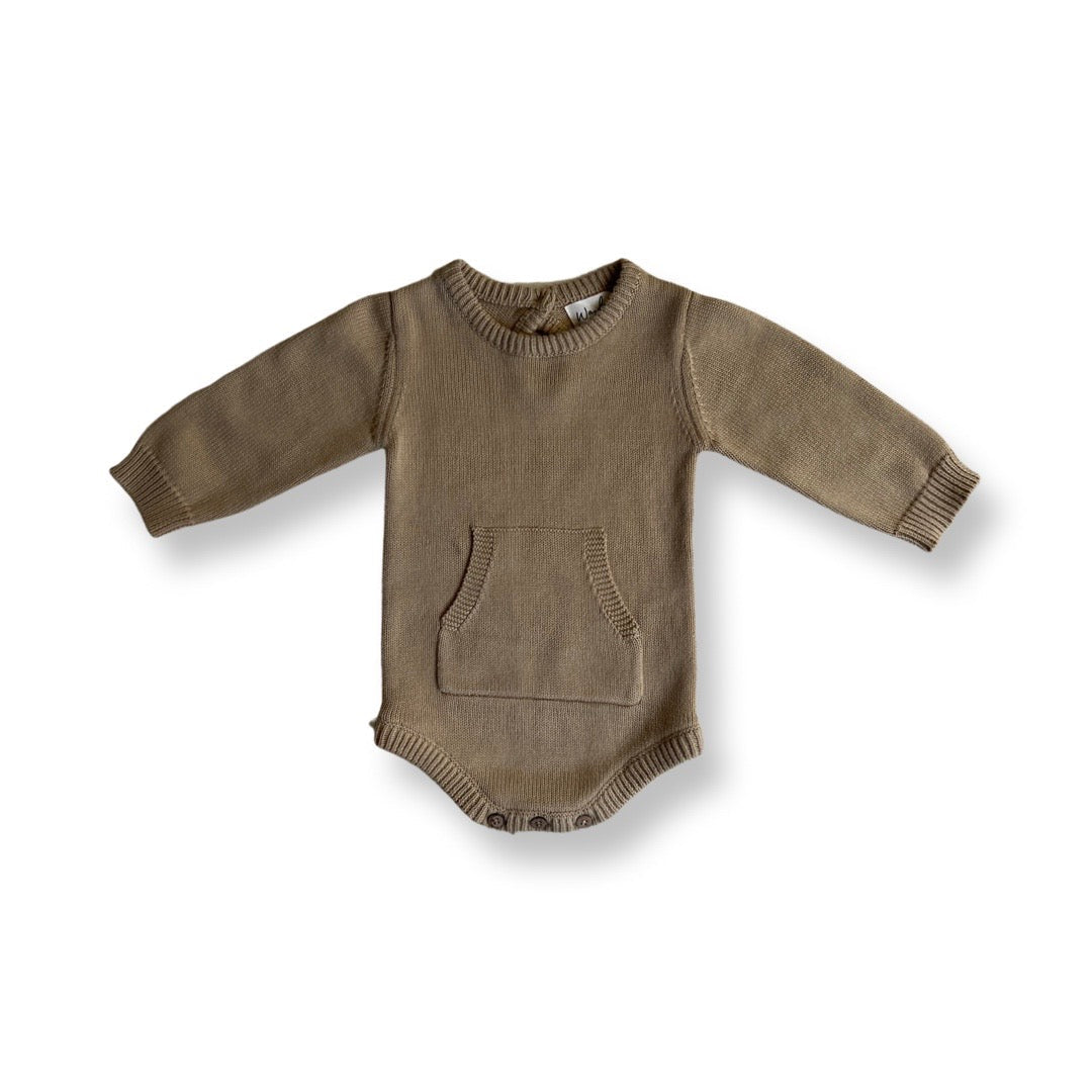 Organic Cotton Joey Pocket Knit Romper - Golden Light