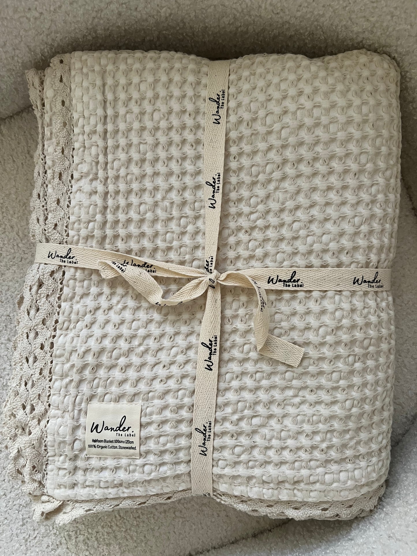 ‘Memoir’ Organic Cotton Waffle Heirloom Blanket
