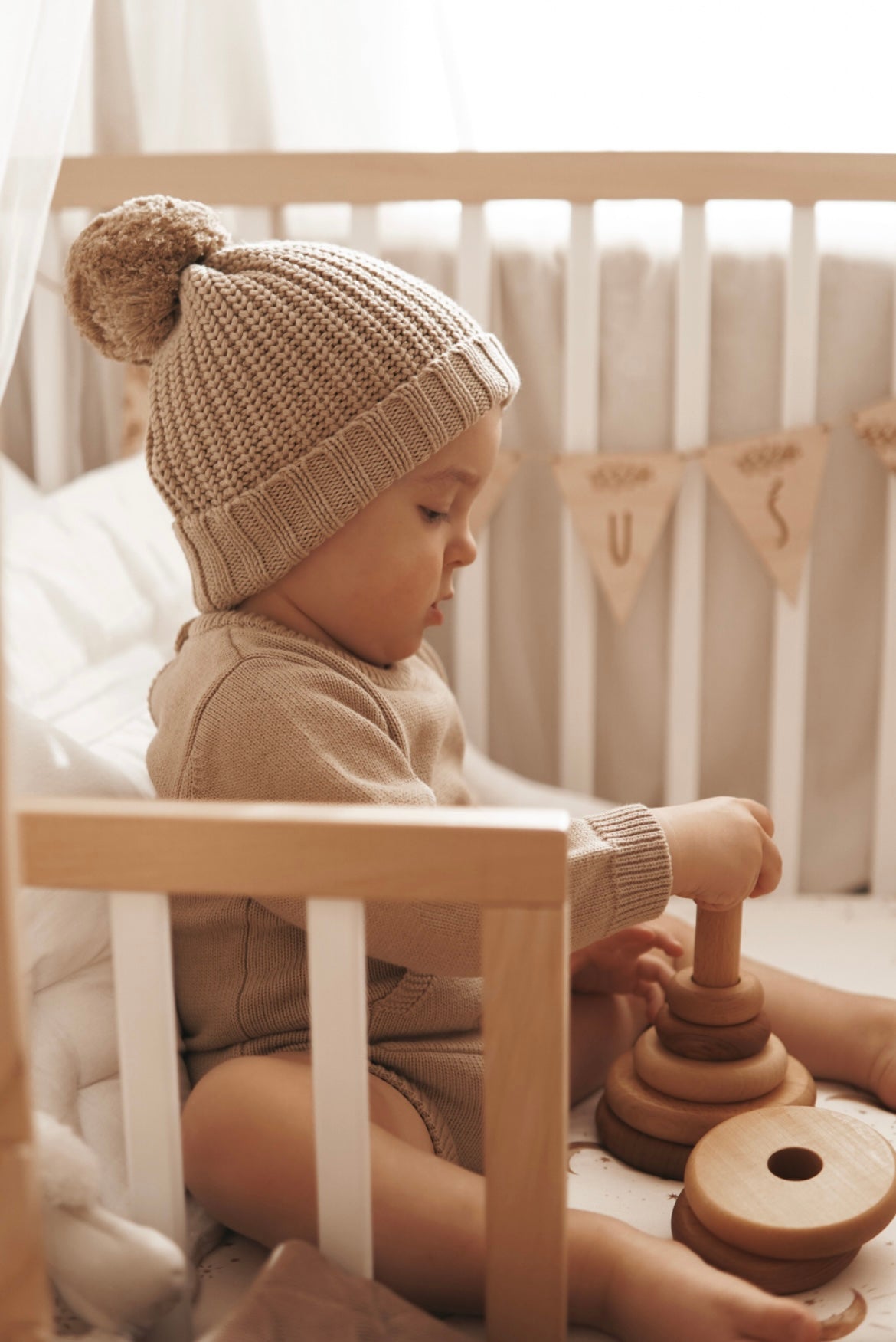 Organic Cotton Chunky Knit Beanie - Golden Light
