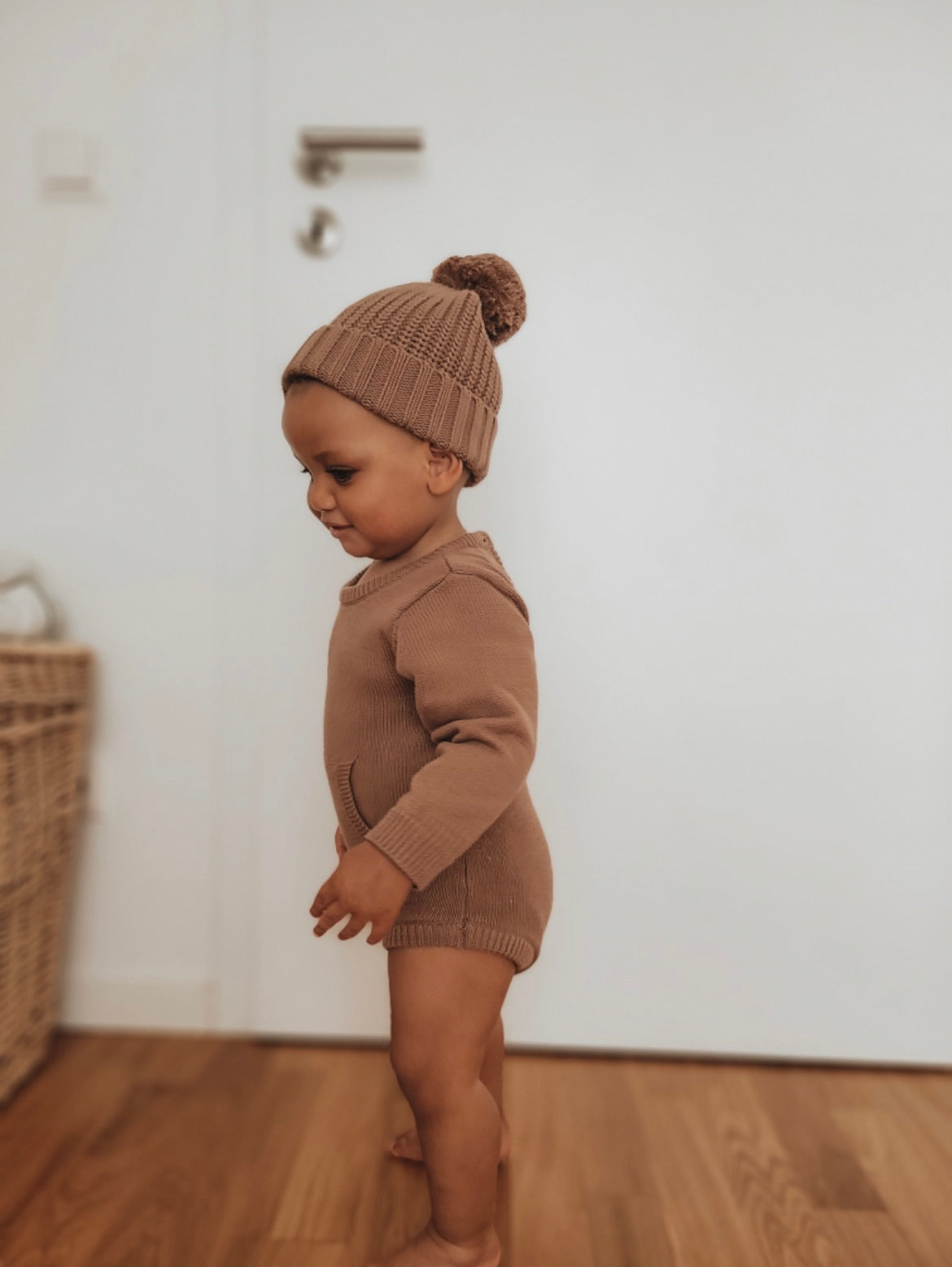 Organic Cotton Joey Pocket Knit Romper - Earth