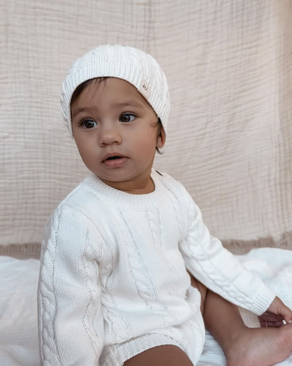 Organic Cotton Classic Knit Beanie - Milk