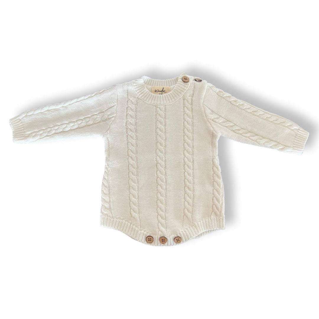 Organic Cotton Classic Knit Romper - Milk