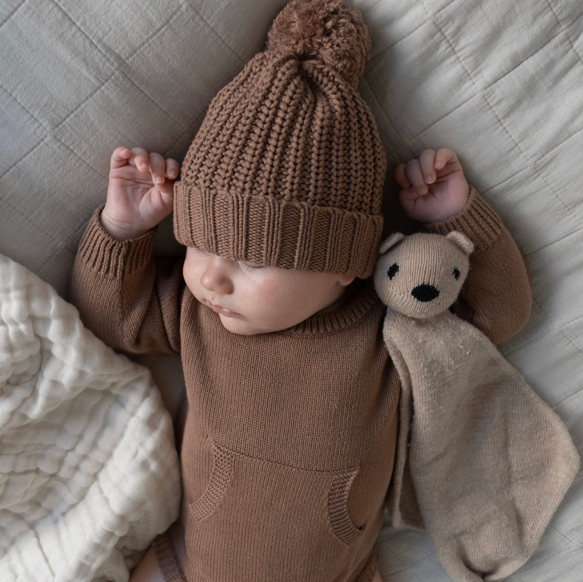 Organic Cotton Chunky Knit Beanie - Earth
