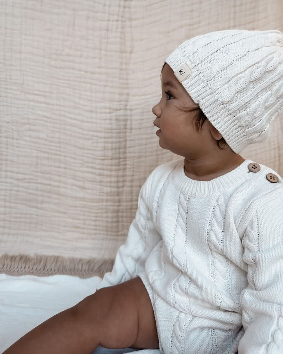 Organic Cotton Classic Knit Beanie - Milk