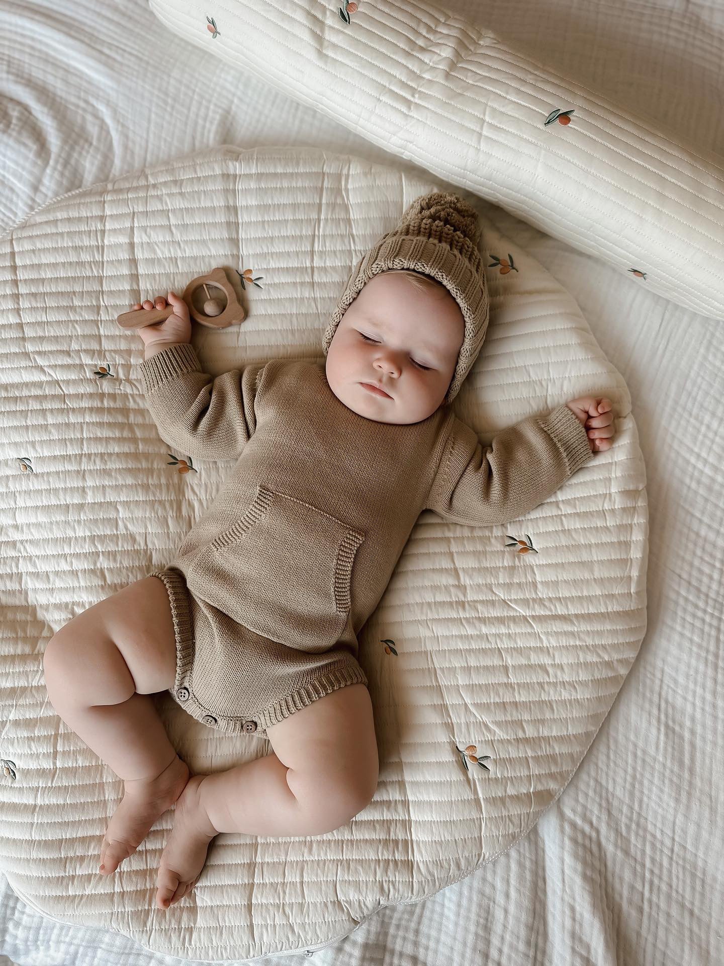 Organic Cotton Joey Pocket Knit Romper - Golden Light