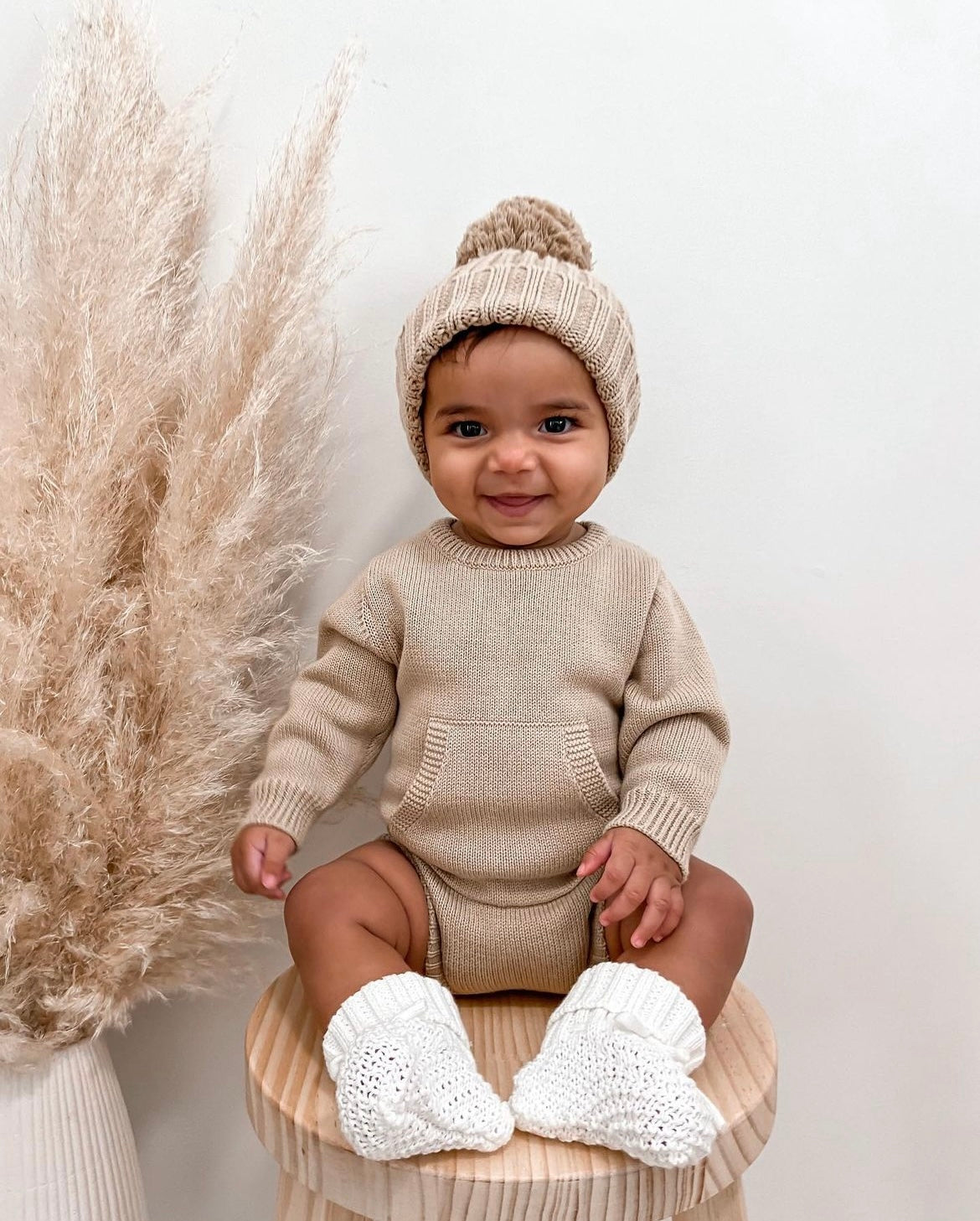 Organic Cotton Joey Pocket Knit Romper - Golden Light