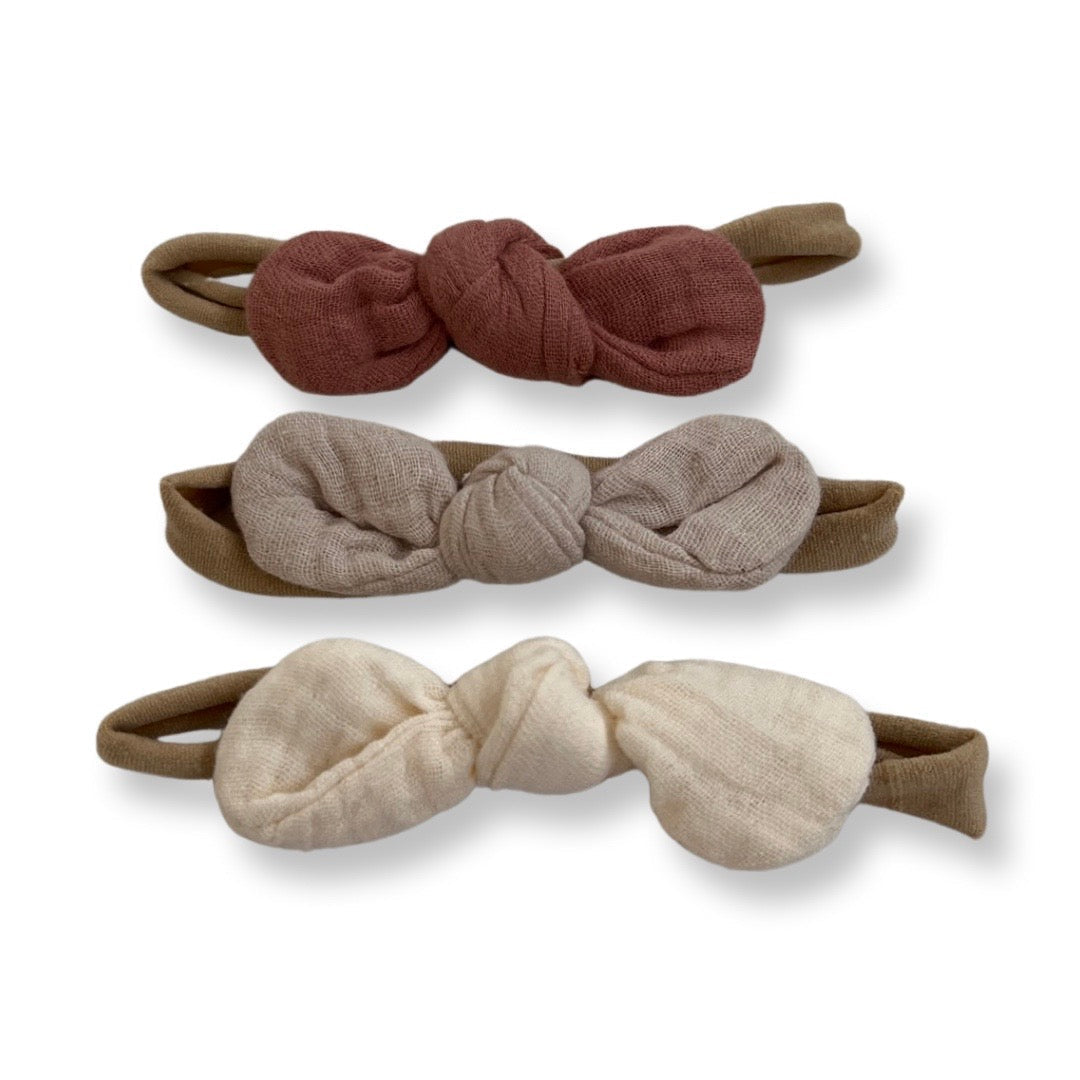 Organic Cotton Muslin Bow Set of 3