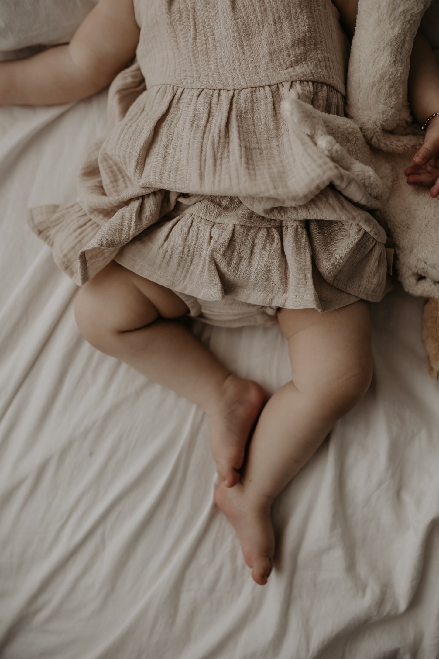 Organic Cotton Muslin Dress & Bloomer Set - Oat