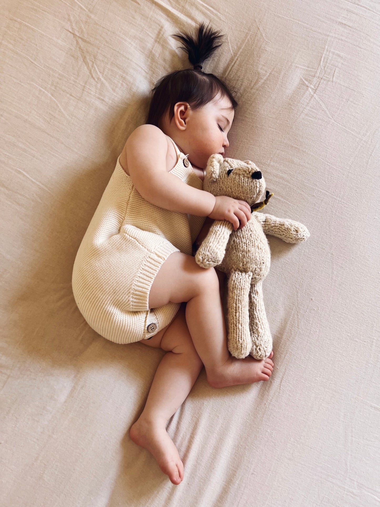 Organic Cotton Knit Romper - Natural