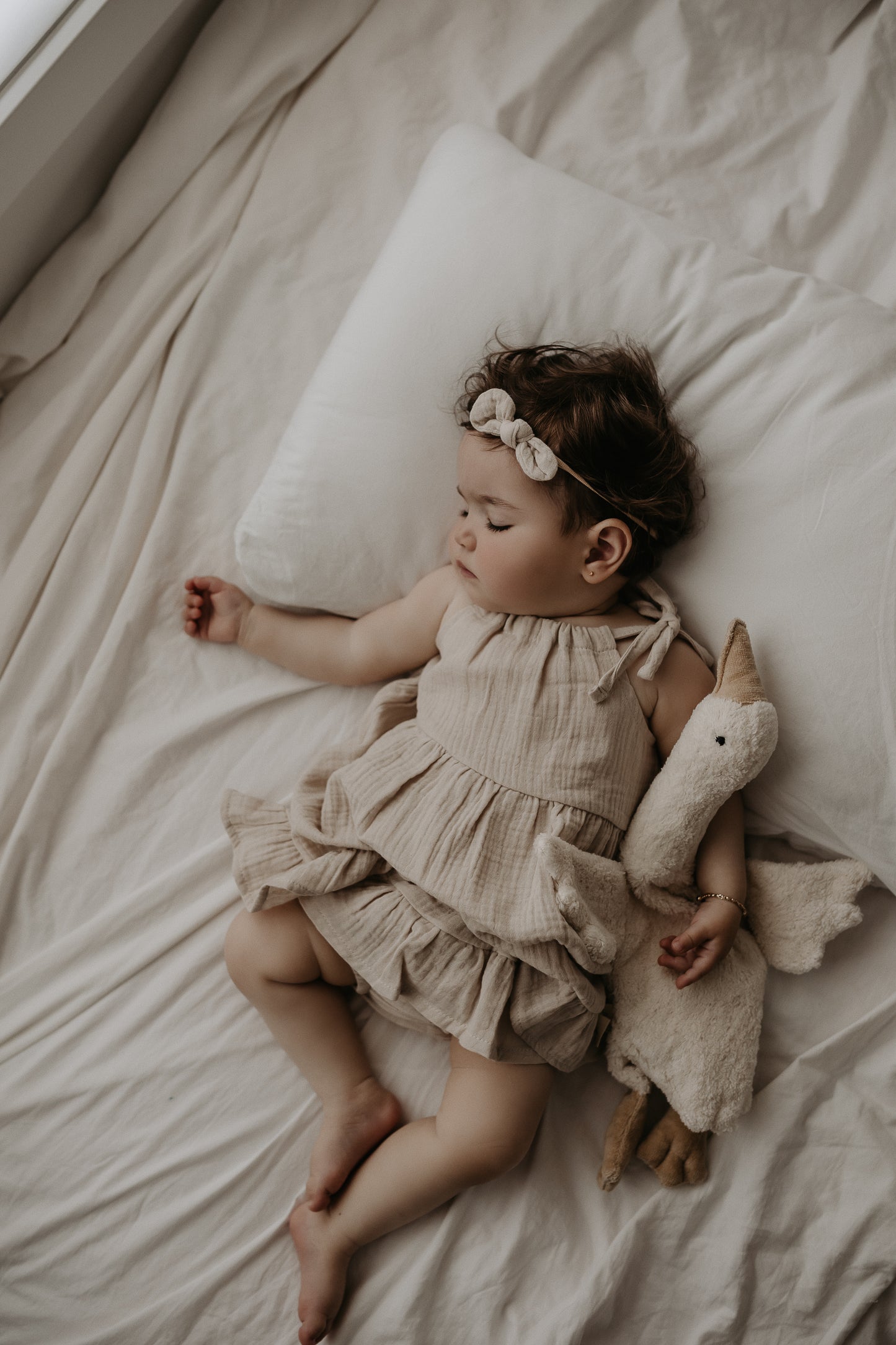 Organic Cotton Muslin Dress & Bloomer Set - Oat