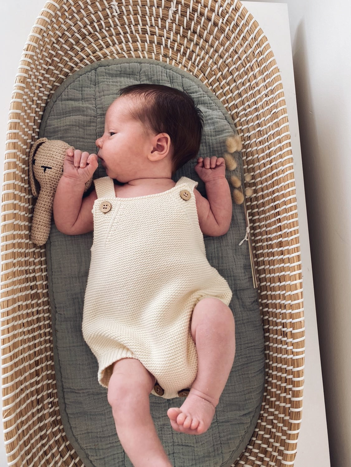 Organic Cotton Knit Romper - Natural